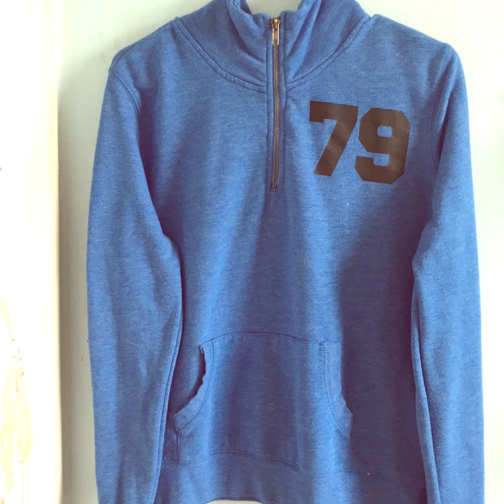 Blue High Collar Pull Over Sweater